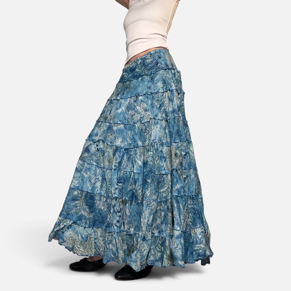 Vintage blue paisley maxi skirt - Picture 2 of 4